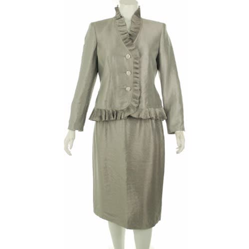 Women's Ruffled Metallic Skirt Suit