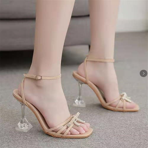 Ladies Heel Sandals - Gold