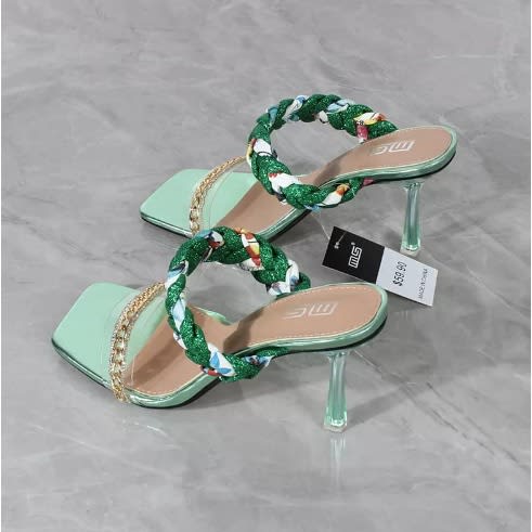 Slip On Studded Mules- Green
