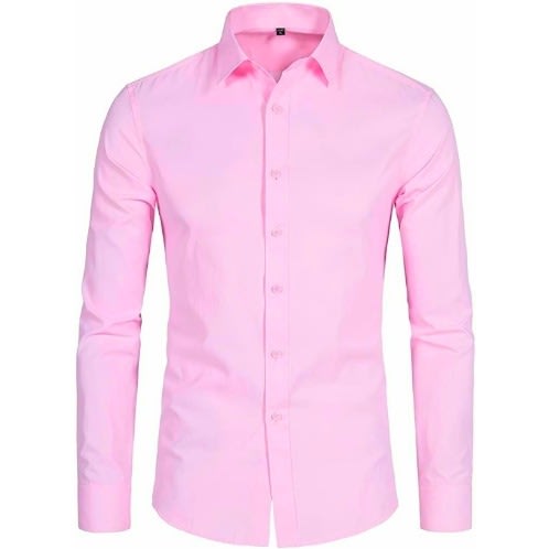 Men's Formal Shirt With Matching Tie - Pink  And Black
