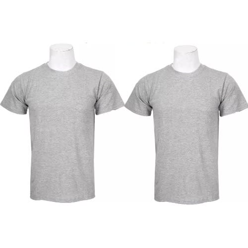 Men's Round Neck T- Shirts  - Set Of 2  - Grey