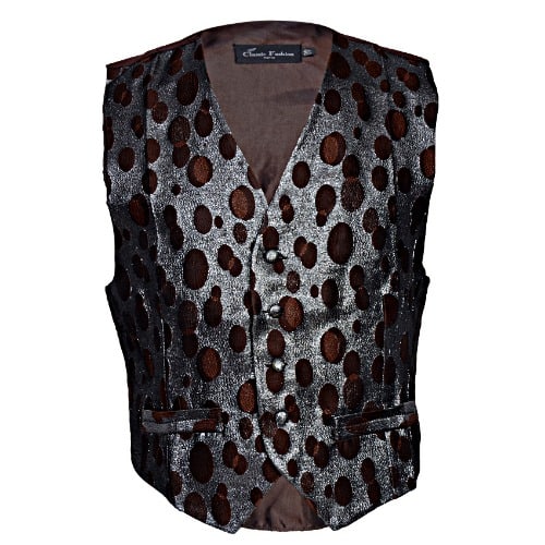 Premium Dot Pattern Waistcoat Brown & Silver Mwc-1484