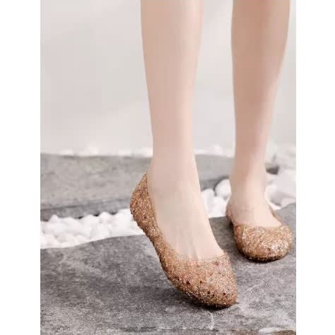 Casual Sling Slip On Shoes - Gold