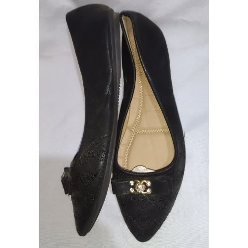 Female Pointed Office Flat Black Shoe