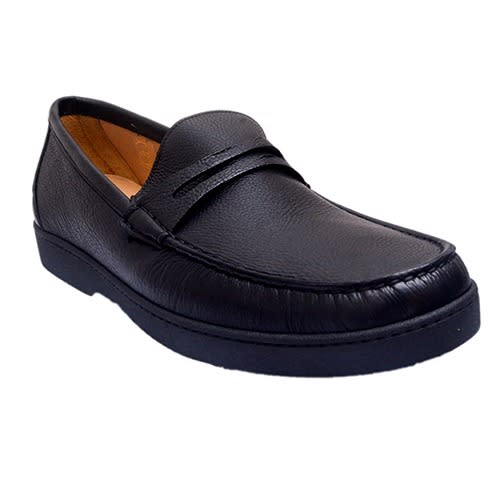Cross Leather Buffalo Skin Shoe - Black