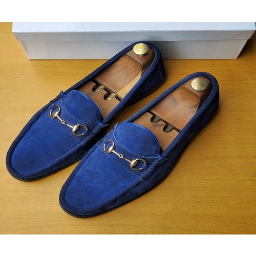 Blue Suede Creed Loafers