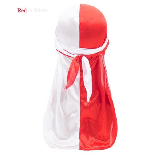 Two Colour Silk Durag  - Red & White