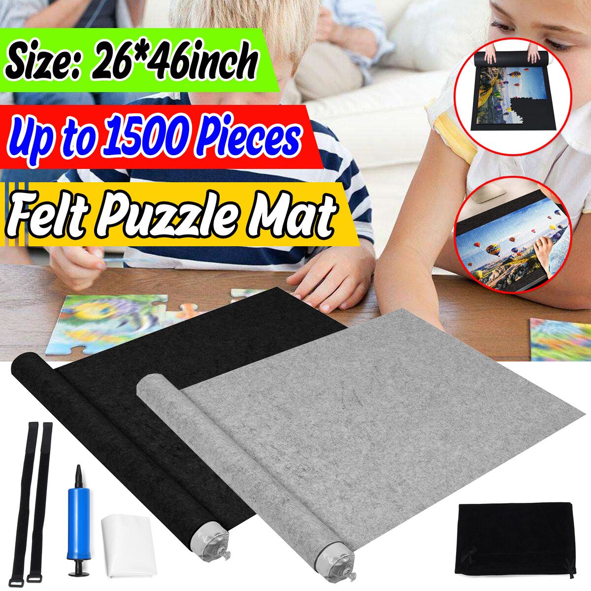 Roll Up Felt Puzzle Mat For Storage & Safety Protection Jigsaw Puzzle 66*118 CM Grey