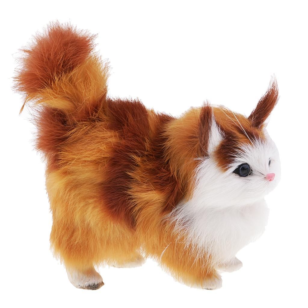 Lovely Simulation Animal Cat Doll Car Home Decor Toy Photo Prop  Brown