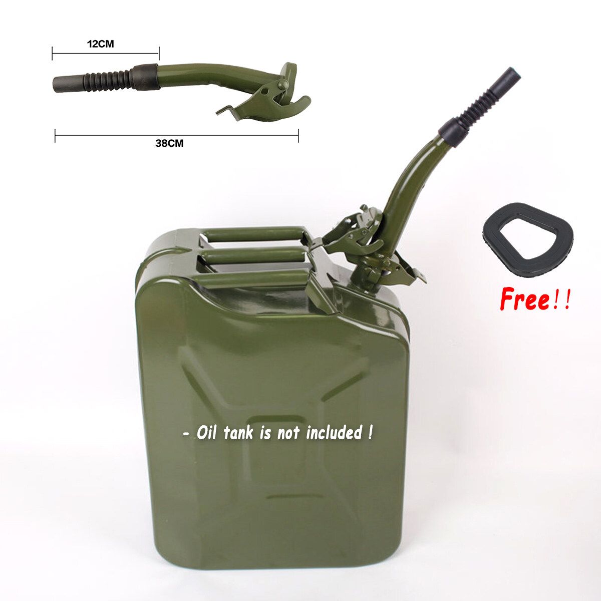 38cm Metal Jerry Can Spout Rubber Nozzle Fits Standard 5L- 20L Durable With