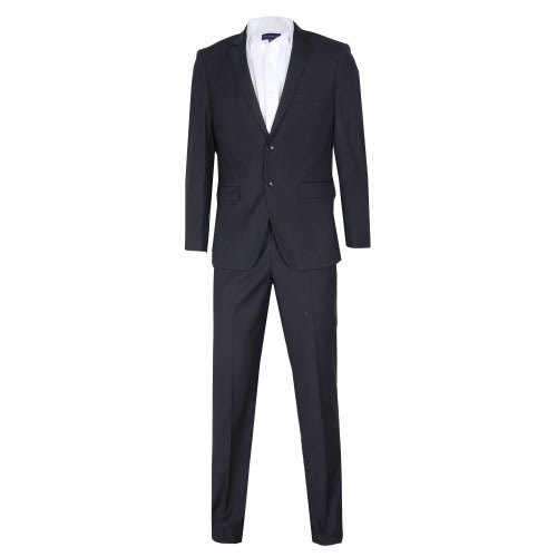 Men Notch Lapel Two Buttons Regular Suit-navy Blue. Ms-90