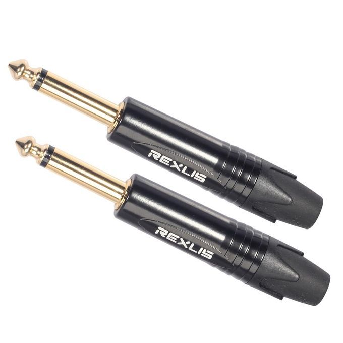 1/4'' 6.35mm   Mono Microphone Plug Guitar Audio Connectors Black