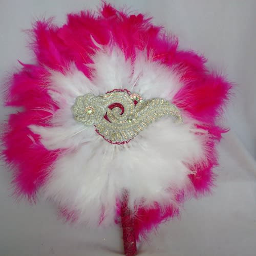 Alexie's - Feathers Bridal Hand Fan - Fuchsia And White