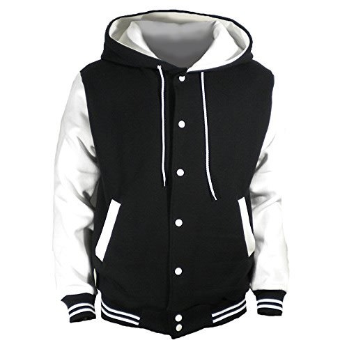 Baseball Varsity Jacket Hoodie - Black And White