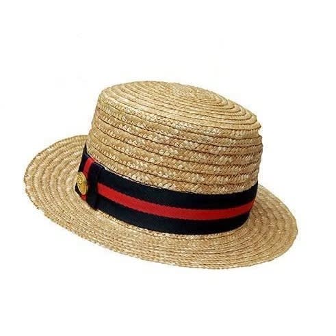 Straw Hat - Black & Red Ribbon
