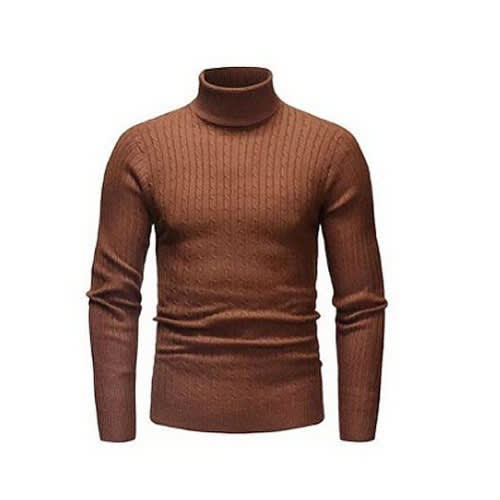 Turtle Neck Top For Men-brown