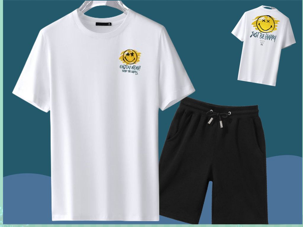 T-Shirts +Shorts 100% Cotton Men's Short Sleeve Set