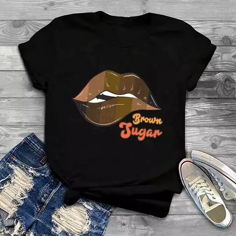 Brown Sugar Ladies Black Polo T Shirt Round Neck/Women