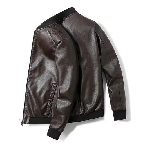 Men Faux Leather Jacket M-7XL（coffee）