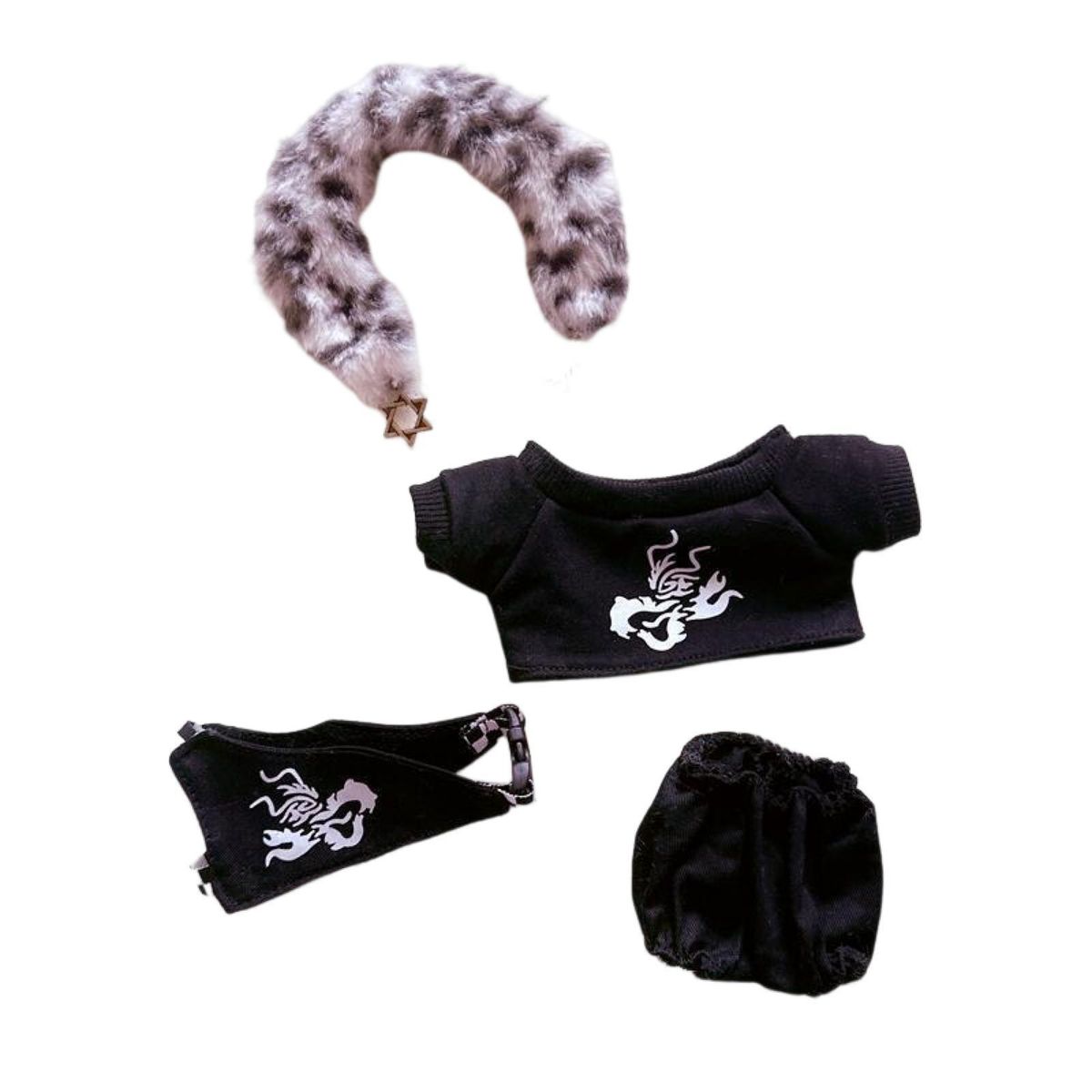 1 Set 20cm Doll Clothes Cotton Doll Daily Wear Casual Tops Pants Set Black