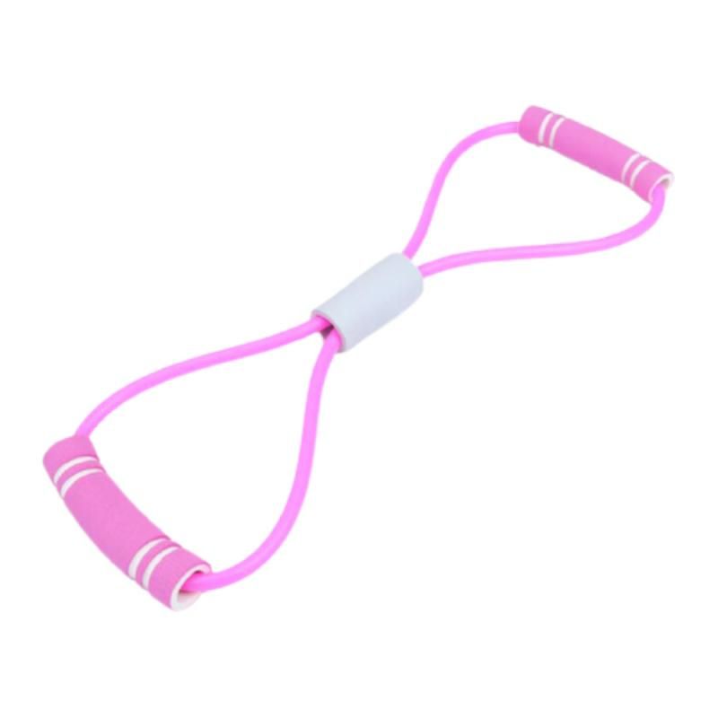 Fitness Resistance Bands 8 Word Tension Back Stretch Belt Home Training Device-Pink