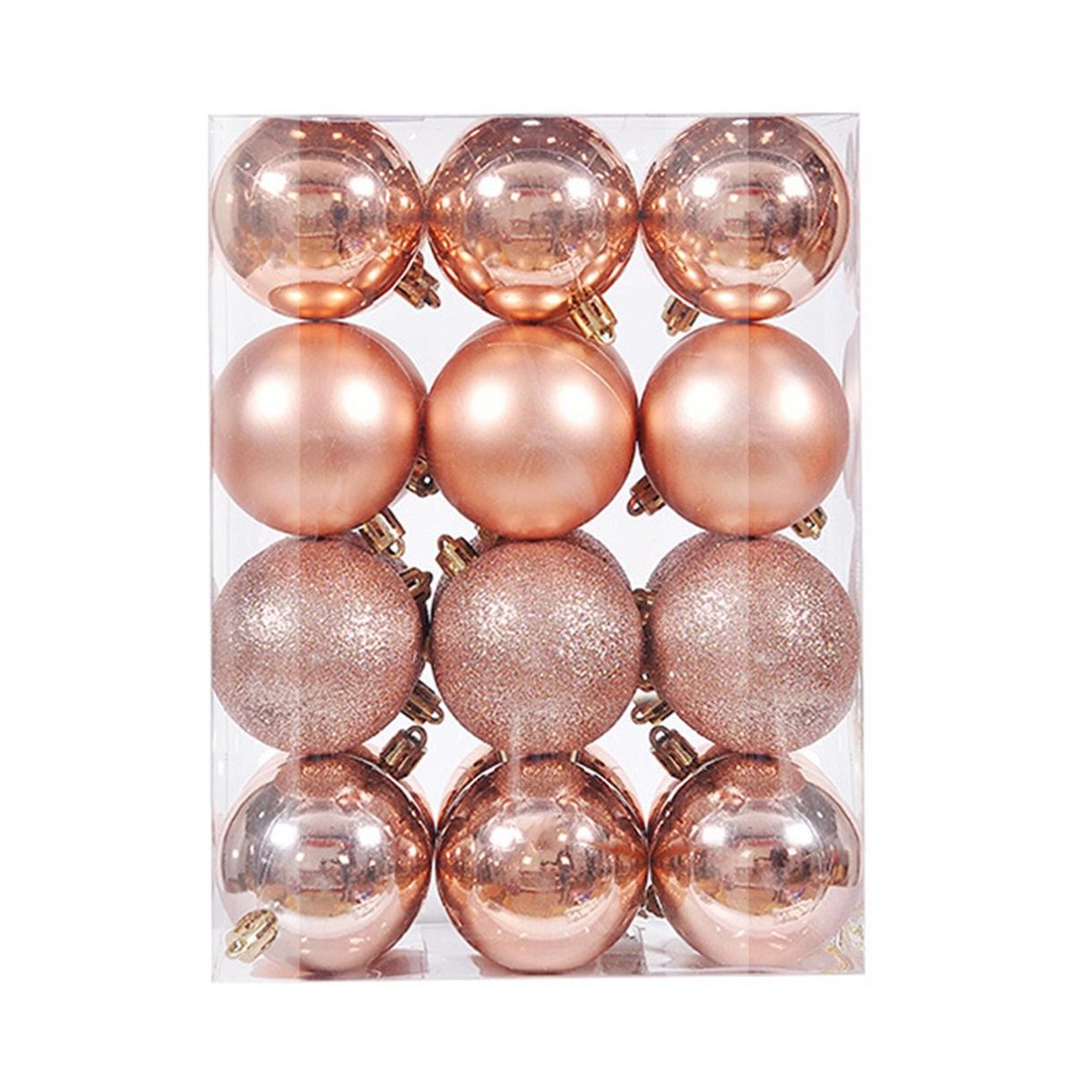 24Pcs Christmas Balls Bright Color Matte Finish-Rose Gold