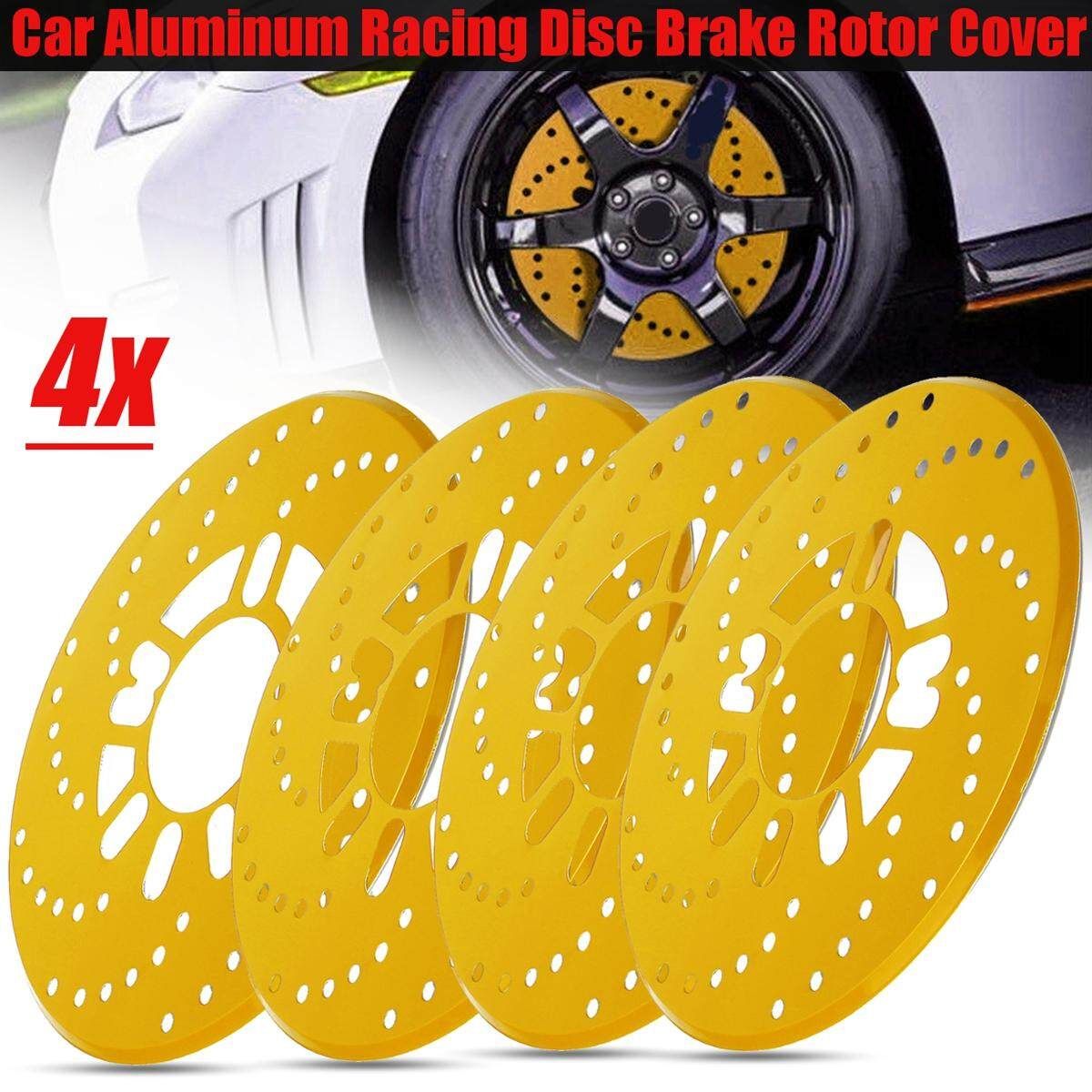4pcs Gold Aluminium Car Wheel Brake Disc Cover Vehicle Decorative Rotor Cross Drilled