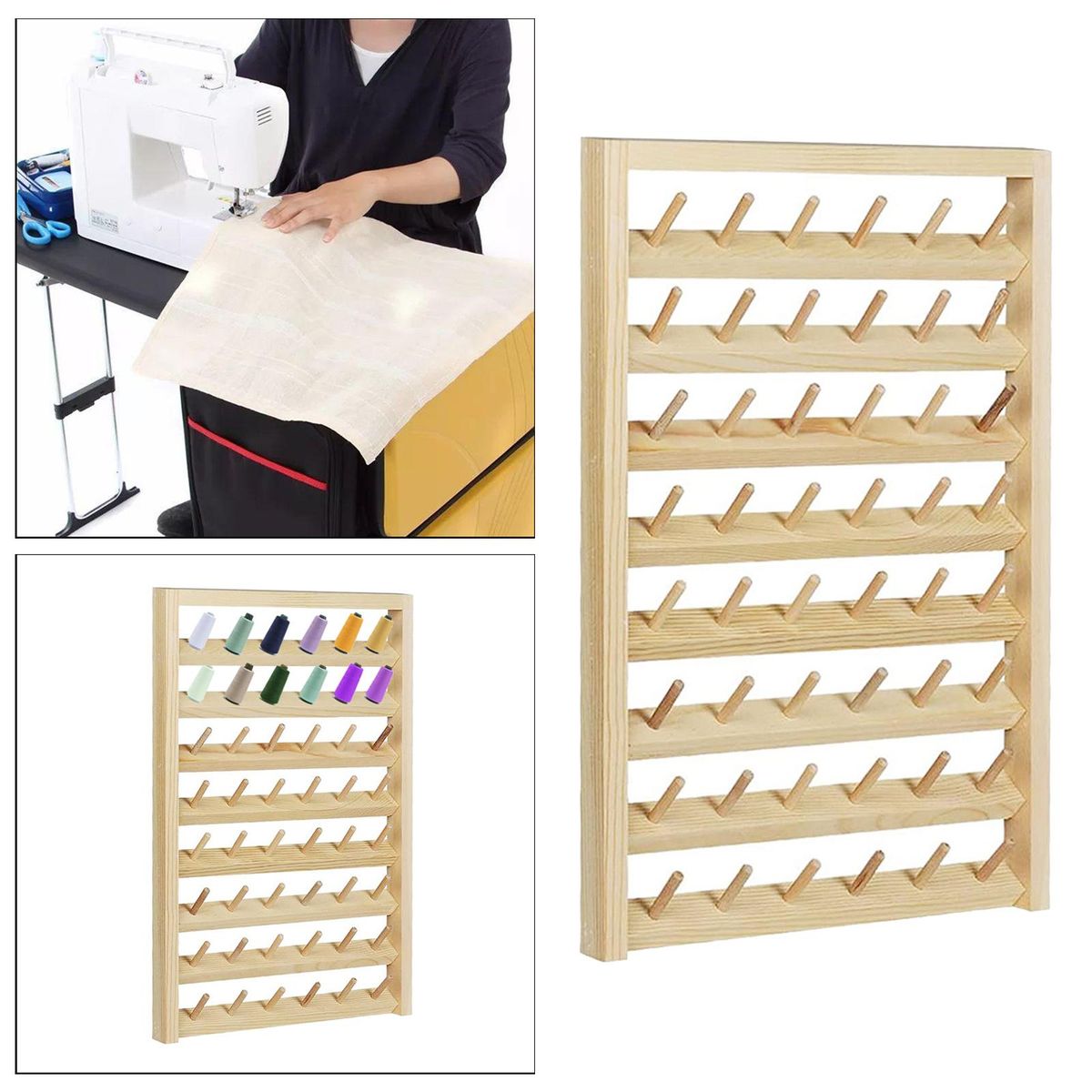 Wall Door Mount Thread Holder Organizer Storage Knitting Accs 48 Spool