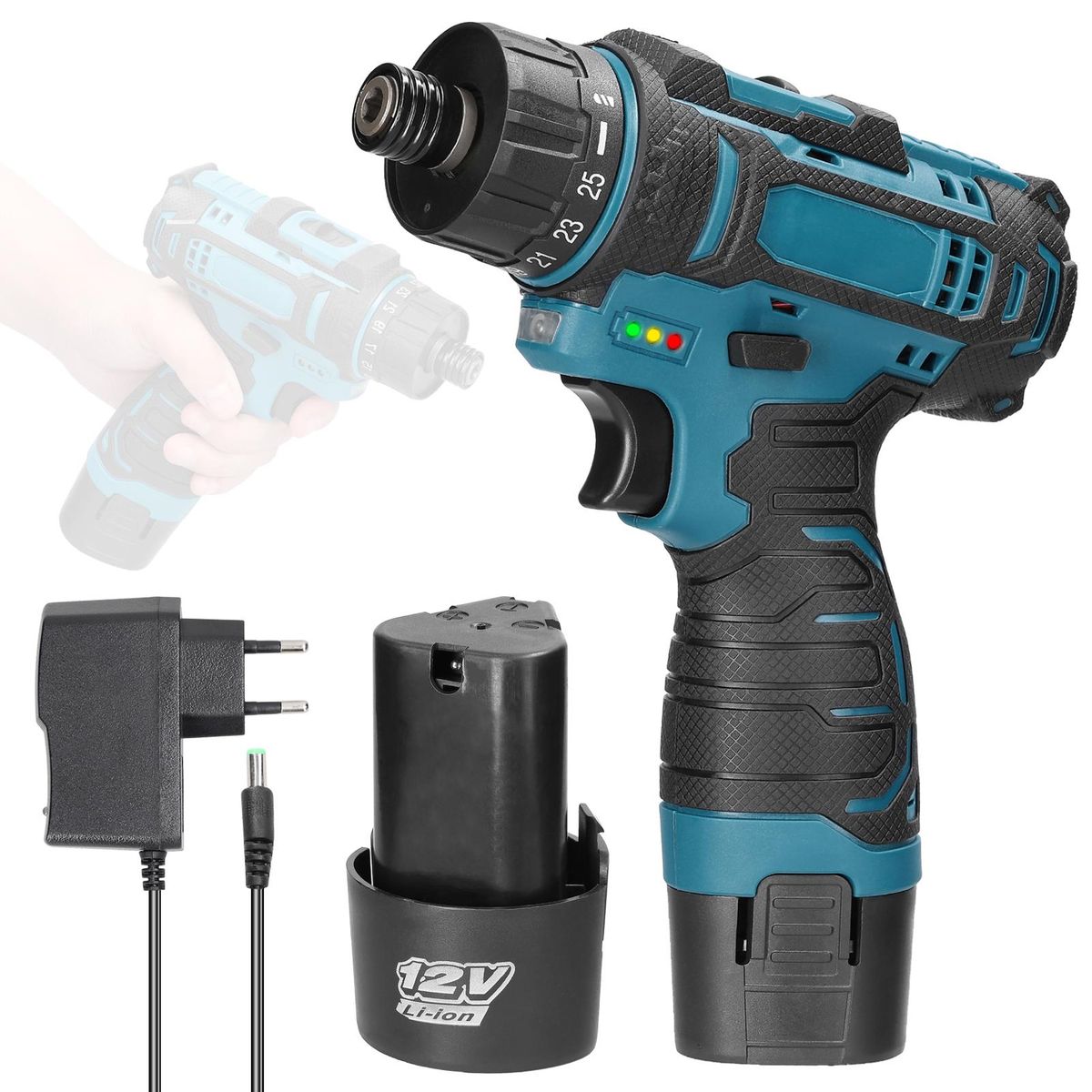 12 V Lithium Screwdriver Torque Adjustable 2 Speed Control Modes Multifunctional Repairing Tool Kit Brush Motor Electric Screw Driver for Mobilephones Computers Home Appliances