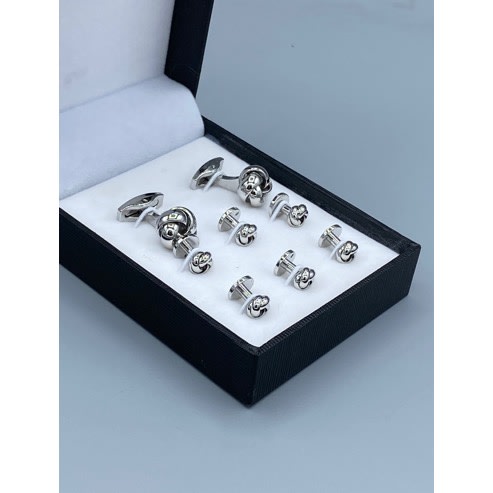Men's Polished Steel Cuff Links Set - Silver Steel