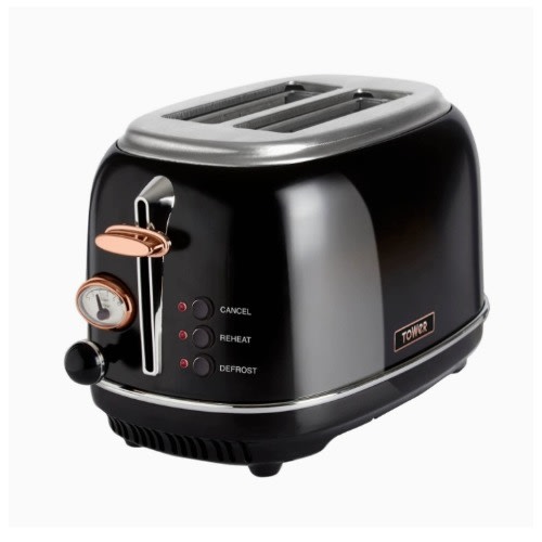 Bottega 2 Slice Toaster With Removable Crumb Tray - 810w - Black