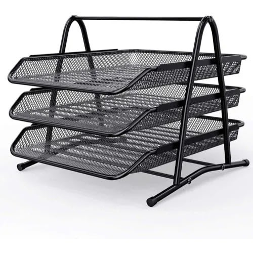 3 Tier Mesh Document Tray Filing Data Rack