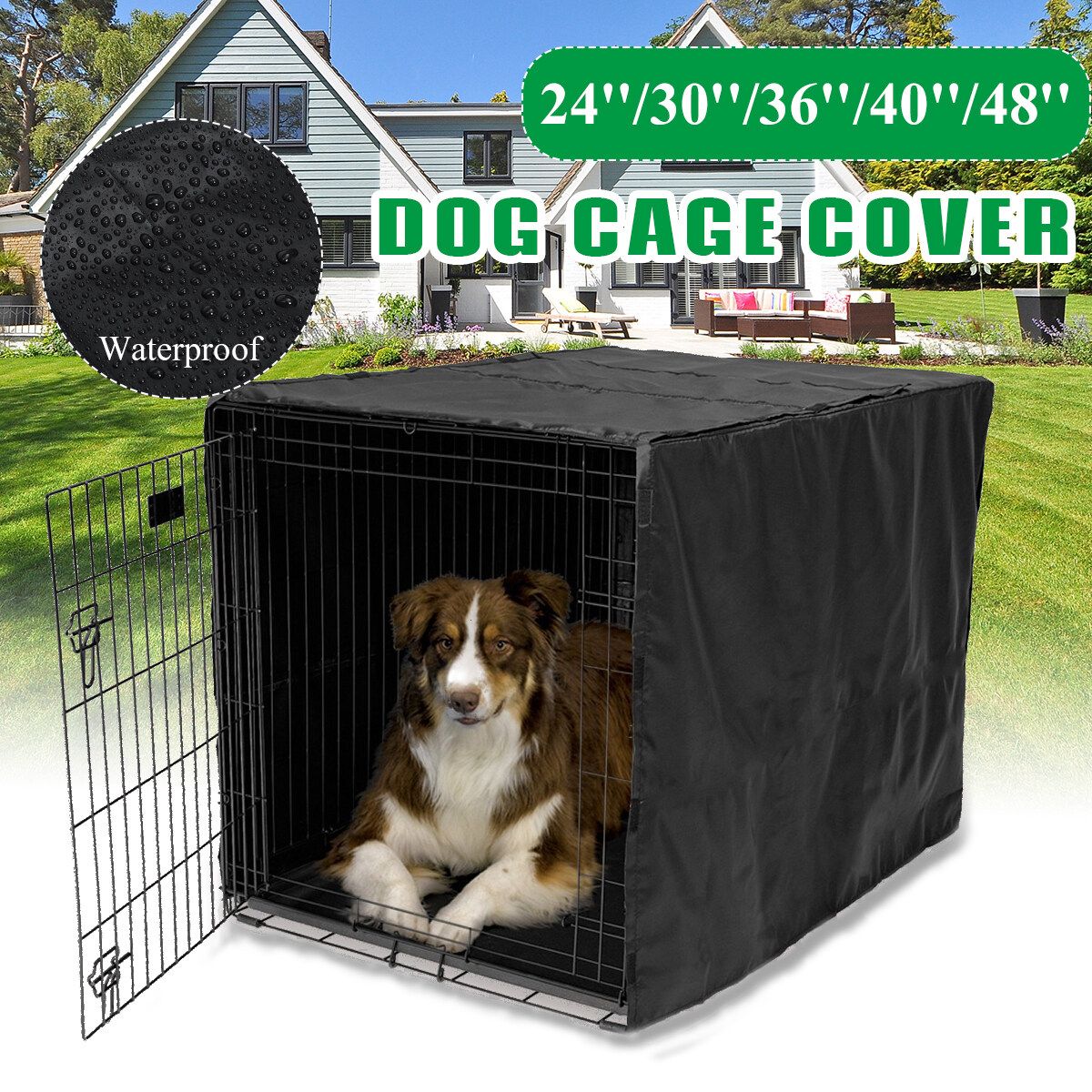 24''x17''x19'' (24 '') 30''x20''x21'' (30 '') 36''x23''x24'' (36 '') 42''x27''x30'' (42 '') 48''x30''x32'' (48 '') 210D Oxford Cloth Waterproof Pet Dog Cat Cage Cover Protective 48''