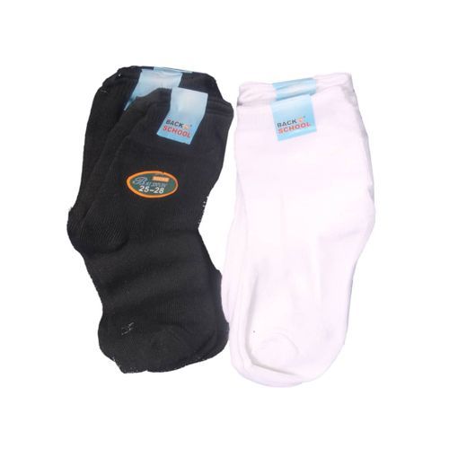 3 Pairs White+3 Pairs Black Unisex Kids Back To School Socks