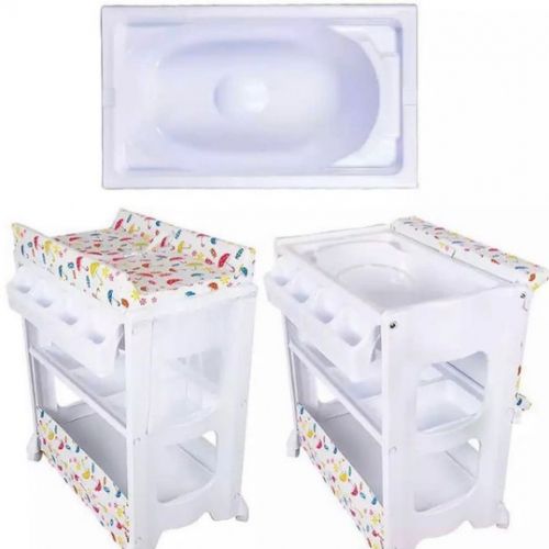 Standing Baby Bathtub With Changing Station/cosmetic Rack