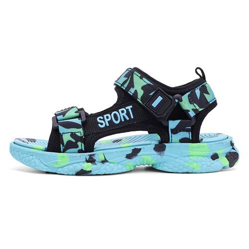 Children's Drop Plastic Webbing Open Toe Casual Beach Sandals-Black Green