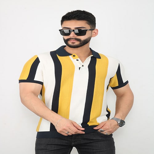 Vertical Stripes Polo - Yellow And White
