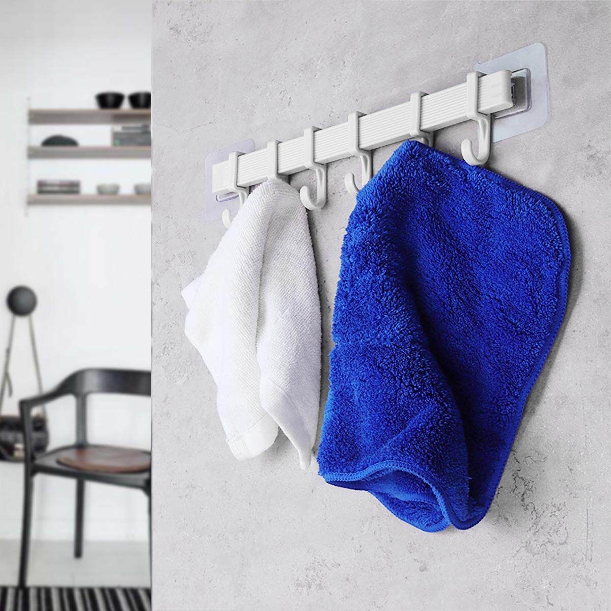 Bathroom Wall Door Behind The Kitchen Strong No Trace Stickers Nail-free Wall-mounted Waterproof Hook White