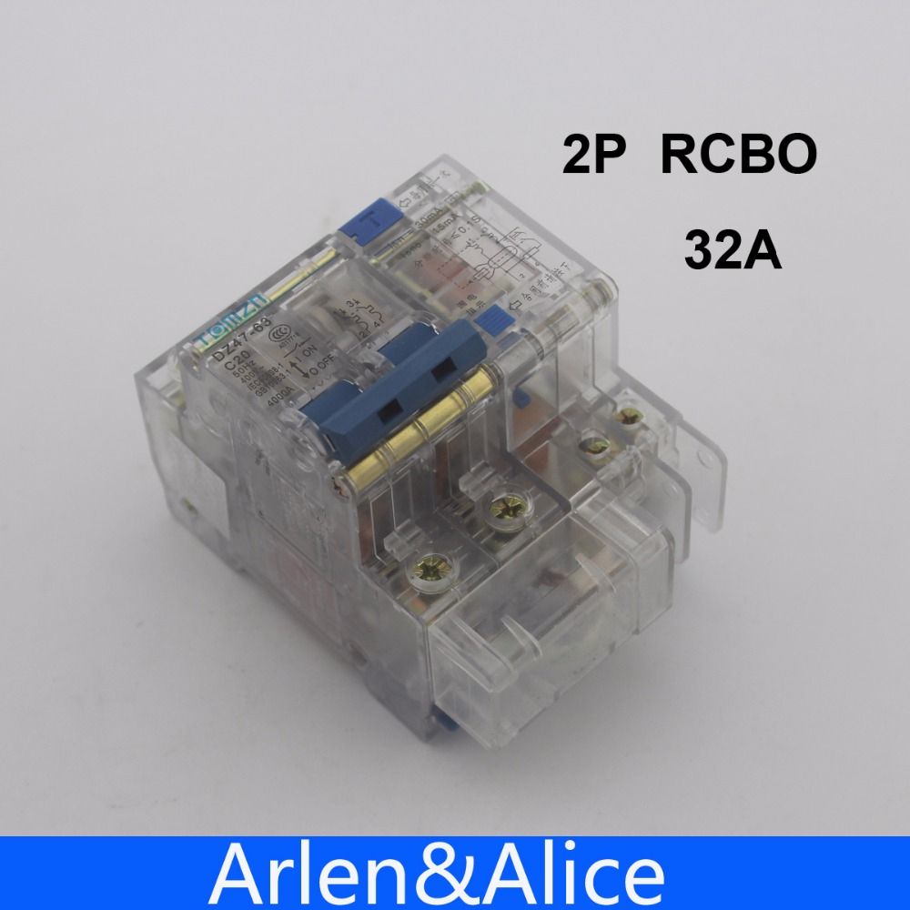 230V~ Residual 32A DZ47LE 60HZ Current 50HZ Transparent 2P