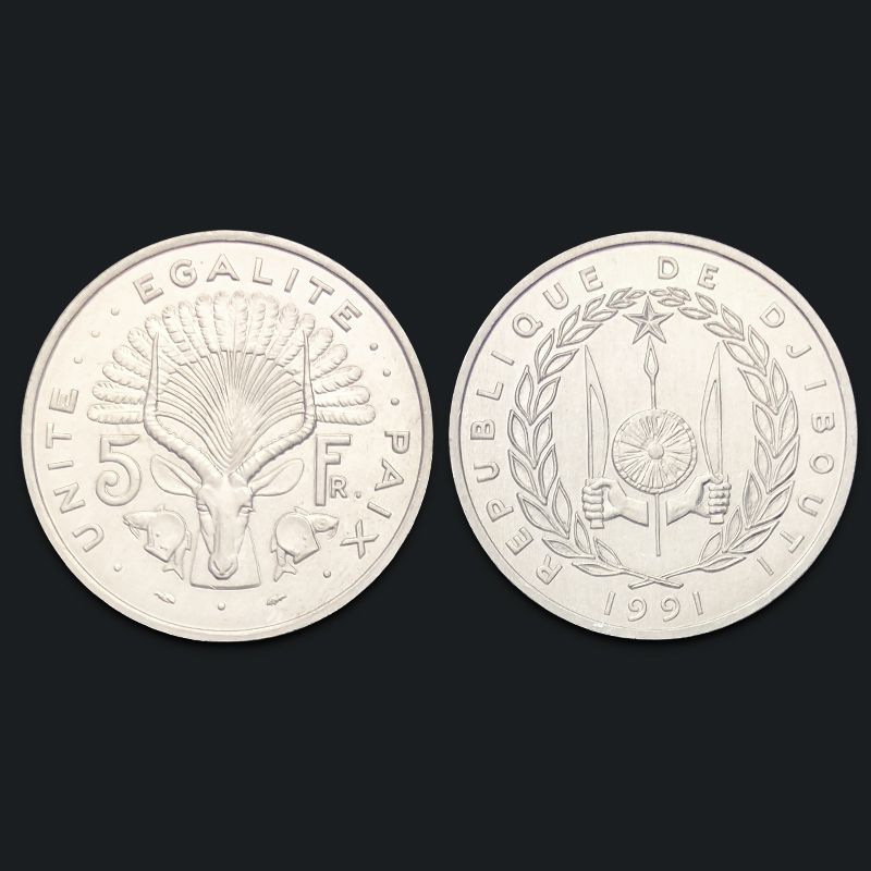 Djibouti 5 Francs 1991 Genuine Coins 100% Real Issuing