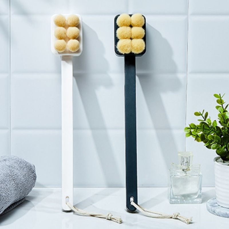 Portable Body Shower Back Scrubber Wet Dry Soft Bristles