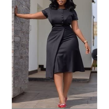 Black Wrap Midi Dress