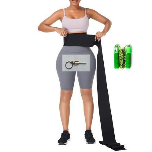 Waist Trainer Long Tummy Wrap Slimming Belt For Flat Tummy + Free Skipping Rope + Keyholder