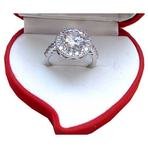 Diamond Round Princess Engagement Ring Silver