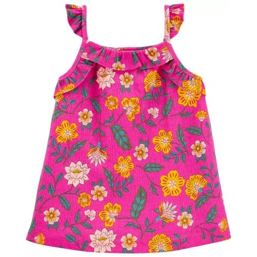 Floral Crinkle Jersey Tank Top - Size 4