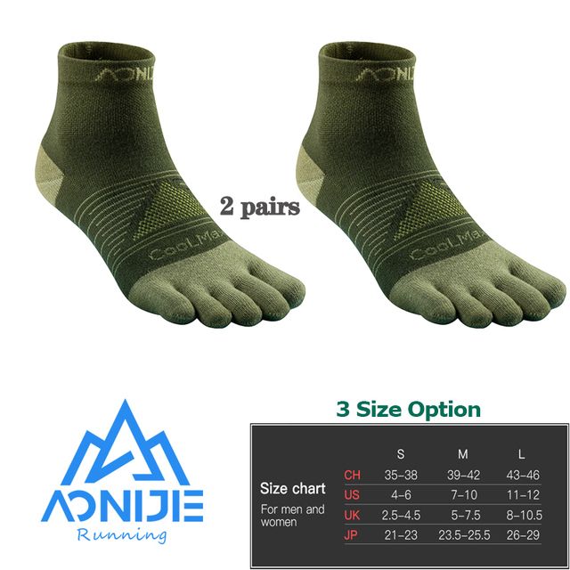 -Toe -Socks -New -Coolspec -Run E4806 ArmyG 2pairs_M(39-42)