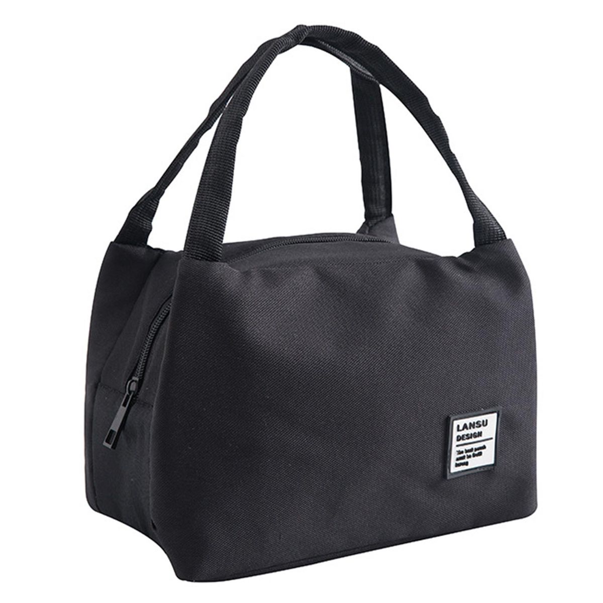 Bento Storage Bag Simple Thermal Insulation Lunch Box Tote Bag Black