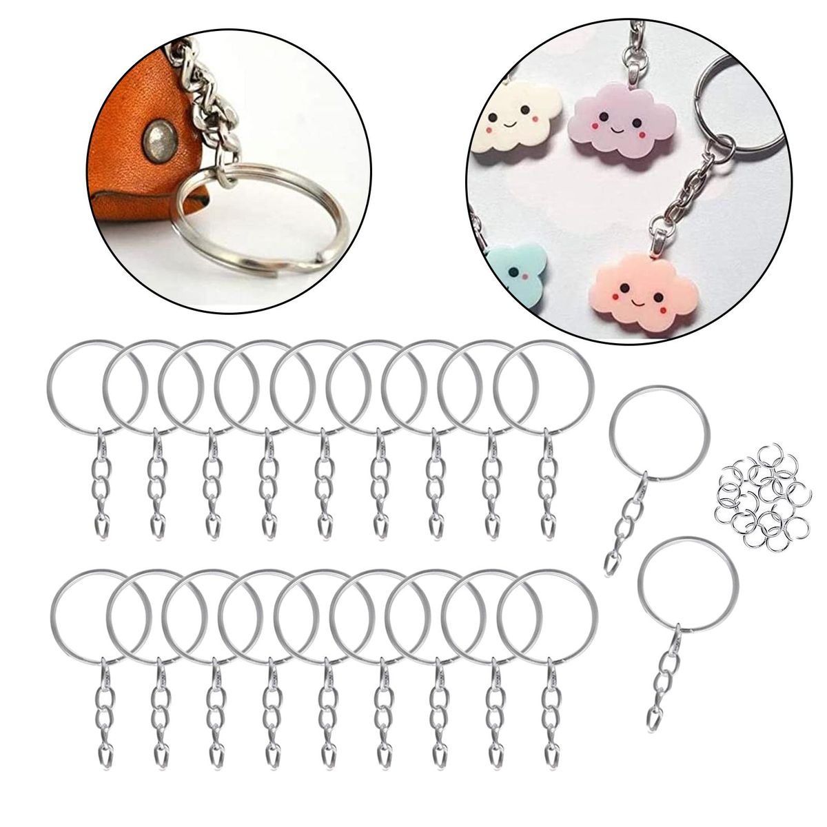 100x Keyring  Key Chains Findings Split Rings Round Key