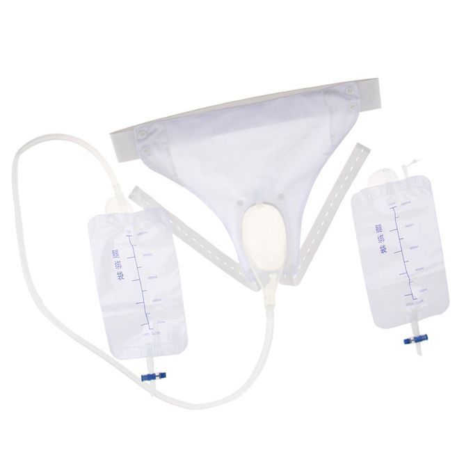 Male External Catheter + 2 Drainage Urine Urinal Leg Bag + Underwear