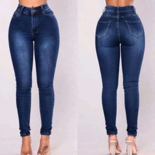 High-waist Skinny Jeans Trouser - Dark Blue